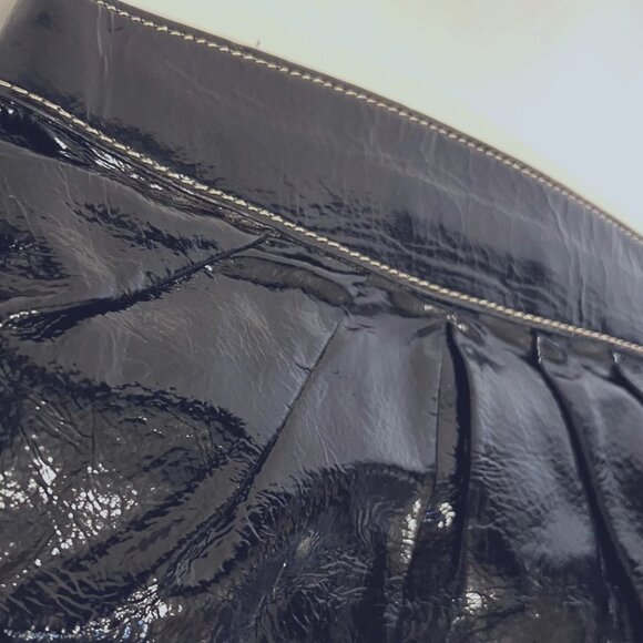 Fossil Black Leather Y2K Clutch Metal Frame Snap Shut Purse-Casual-Dinning - Picture 4 of 12